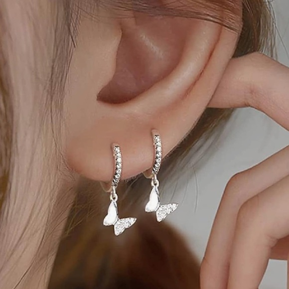 Kate Spade Silver Small Butterfly Hoop Earrings | Kate Spade Insipired Jewelry - Picture 4 of 7